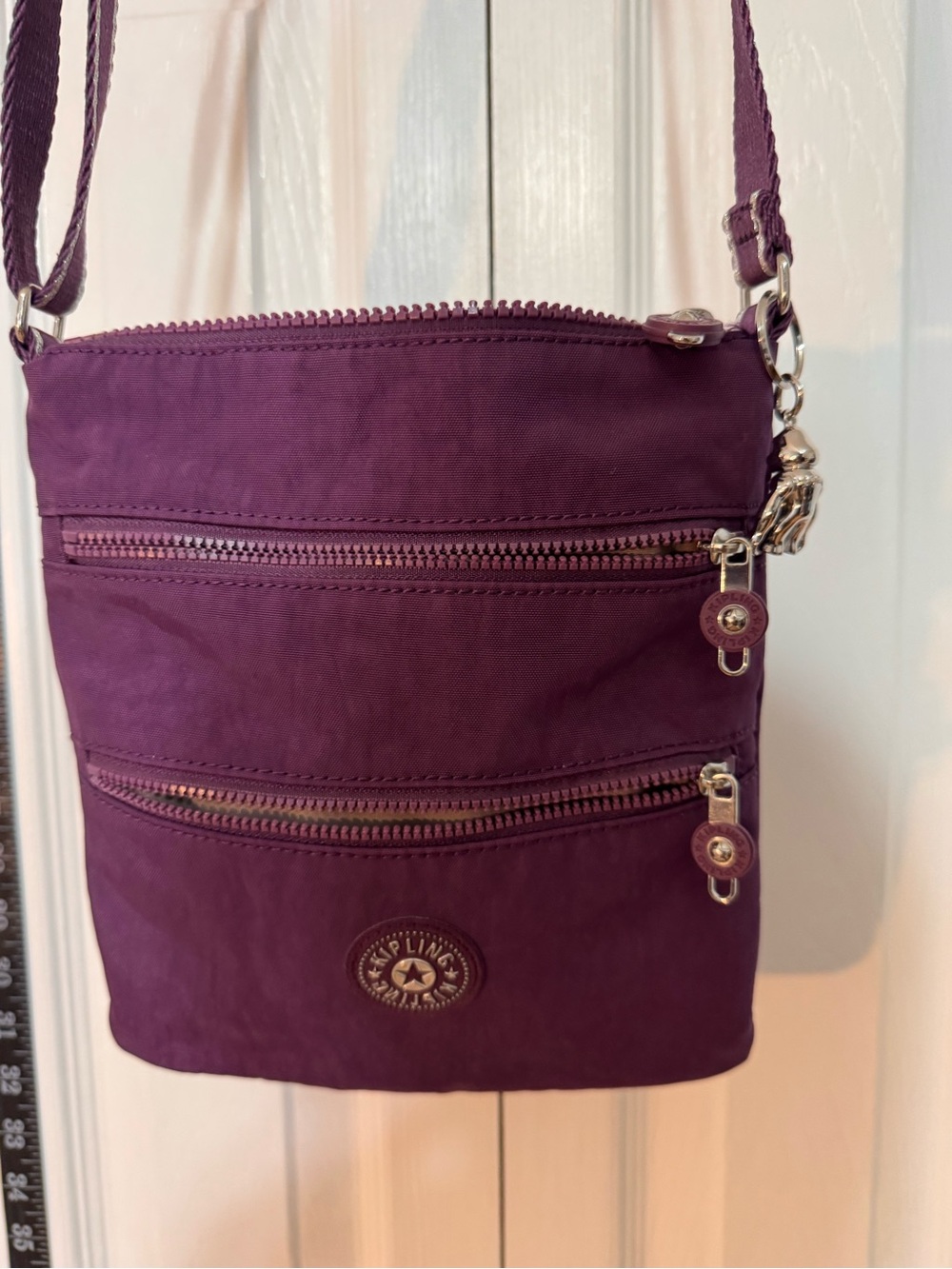 Kipling Deep Purple Crossbody Bag with Signature Charm